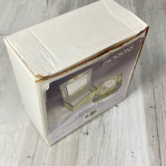 Vintage Dicksons Stained Glass Sentiment Box Floral Butterfly Trinket Jewelry - Picture 8 of 10